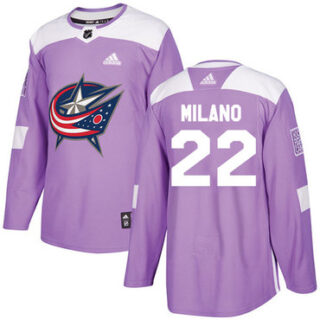 Youth Columbus Blue Jackets #22 Sonny Milano Purple Authentic Fights Cancer Stitched NHL Jersey