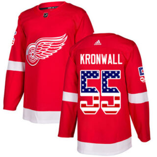 Youth Detroit Red Wings #55 Niklas Kronwall Red Home Authentic USA Flag Stitched NHL Jersey