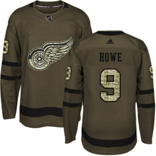 Youth Detroit Red Wings #9 Gordie Howe Green Salute to Service Stitched NHL Jersey