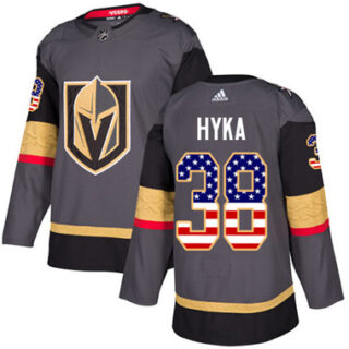 Youth Vegas Golden Knights #38 Tomas Hyka Grey Home Authentic USA Flag Stitched NHL Jersey