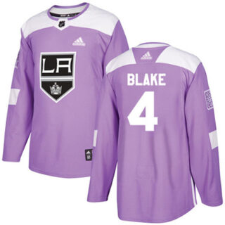 Youth Los Angeles Kings #4 Rob Blake Purple Authentic Fights Cancer Stitched NHL Jersey