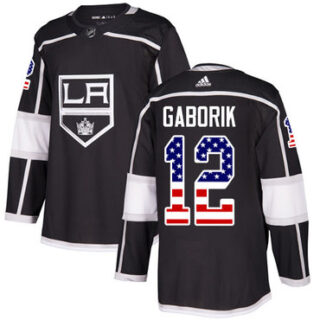 Youth Los Angeles Kings #12 Marian Gaborik Black Home Authentic USA Flag Stitched NHL Jersey