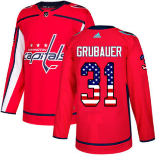 Youth Washington Capitals #31 Philipp Grubauer Red Home Authentic USA Flag Stitched NHL Jersey