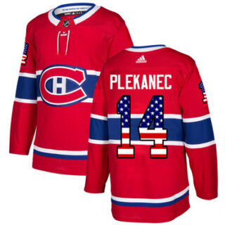 Youth Montreal Canadiens #14 Tomas Plekanec Red Home Authentic USA Flag Stitched NHL Jersey