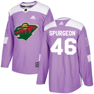 Youth Minnesota Wild #46 Jared Spurgeon Purple Authentic Fights Cancer Stitched NHL Jersey