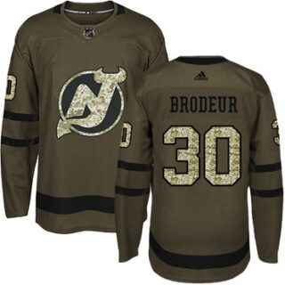 Youth New Jersey Devils #30 Martin Brodeur Green Salute to Service Stitched NHL Jersey