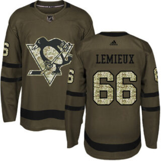 Youth Pittsburgh Penguins #66 Mario Lemieux Green Salute to Service Stitched NHL Jersey