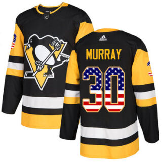 Youth Pittsburgh Penguins #30 Matt Murray Black Home Authentic USA Flag Stitched NHL Jersey