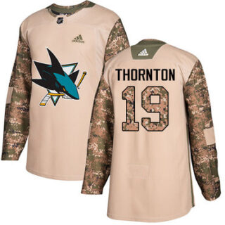 Youth San Jose Sharks #19 Joe Thornton Camo Authentic 2017 Veterans Day Stitched NHL Jersey