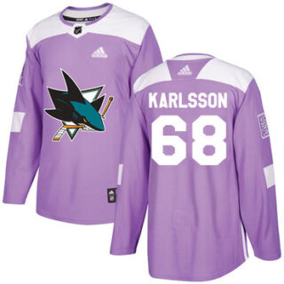 Youth San Jose Sharks #68 Melker Karlsson Purple Authentic Fights Cancer Stitched NHL Jersey