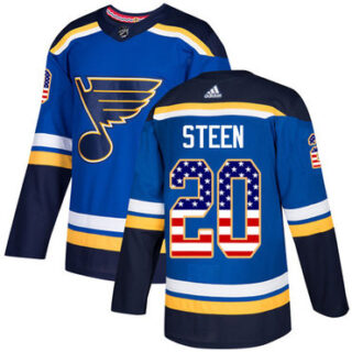 Youth St. Louis Blues #20 Alexander Steen Blue Home Authentic USA Flag Stitched NHL Jersey