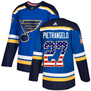 Youth St. Louis Blues #27 Alex Pietrangelo Blue Home Authentic USA Flag Stitched NHL Jersey