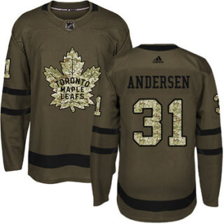 Youth Toronto Maple Leafs #31 Frederik Andersen Green Salute to Service Stitched NHL Jersey