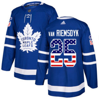 Youth Toronto Maple Leafs #25 James Van Riemsdyk Blue Home Authentic USA Flag Stitched NHL Jersey
