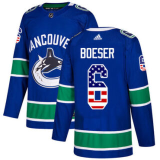 Youth Vancouver Canucks #6 Brock Boeser Blue Home Authentic USA Flag Stitched NHL Jersey