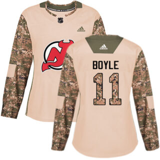 Women's New Jersey Devils #11 Brian Boyle Camo Authentic 2017 Veterans Day Stitched NHL Jersey
