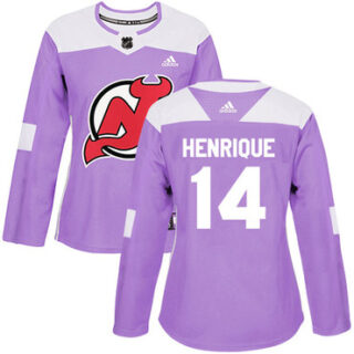 Women's New Jersey Devils #14 Adam Henrique Purple Authentic Fights Cancer Stitched NHL Jersey