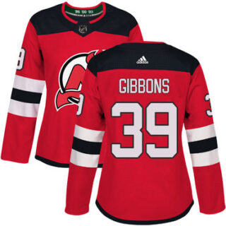 Women's New Jersey Devils #39 Brian Gibbons Red Home Authentic Stitched NHL Jersey