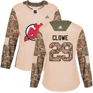 Women's New Jersey Devils #29 Ryane Clowe Camo Authentic 2017 Veterans Day Stitched NHL Jersey