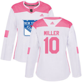Women's New York Rangers #10 J.T. Miller White Pink Authentic Fashion Stitched NHL Jersey