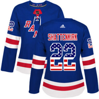Women's New York Rangers #22 Kevin Shattenkirk Royal Blue Home Authentic USA Flag Stitched NHL Jersey