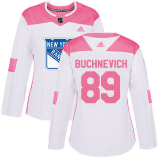 Women's New York Rangers #89 Pavel Buchnevich White Pink Authentic Fashion Stitched NHL Jersey