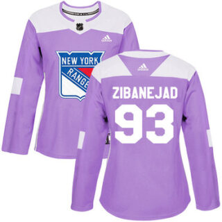 Women's New York Rangers #93 Mika Zibanejad Purple Authentic Fights Cancer Stitched NHL Jersey