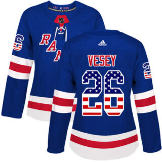 Women's New York Rangers #26 Jimmy Vesey Royal Blue Home Authentic USA Flag Stitched NHL Jersey