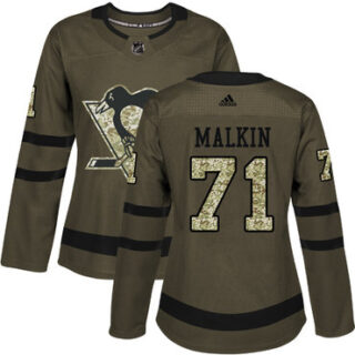 Women's Pittsburgh Penguins #71 Evgeni Malkin Green Salute to Service Stitched NHL Jersey