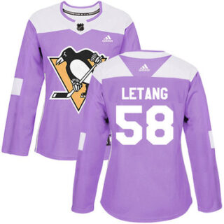 Women's Pittsburgh Penguins #58 Kris Letang Purple Authentic Fights Cancer Stitched NHL Jersey