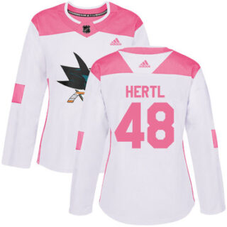 Women's San Jose Sharks #48 Tomas Hertl White Pink Authentic Fashion Stitched NHL Jersey
