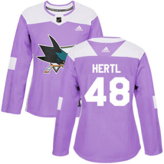Women's San Jose Sharks #48 Tomas Hertl Purple Authentic Fights Cancer Stitched NHL Jersey