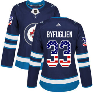 Women's Winnipeg Jets #33 Dustin Byfuglien Navy Blue Home Authentic USA Flag Stitched NHL Jersey
