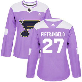 Women's St. Louis Blues #27 Alex Pietrangelo Purple Authentic Fights Cancer Stitched NHL Jersey