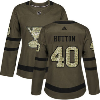 Women's St. Louis Blues #40 Carter Hutton Green Salute to Service Stitched NHL Jersey