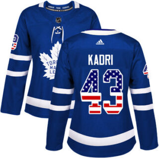 Women's Toronto Maple Leafs #43 Nazem Kadri Blue Home Authentic USA Flag Stitched NHL Jersey