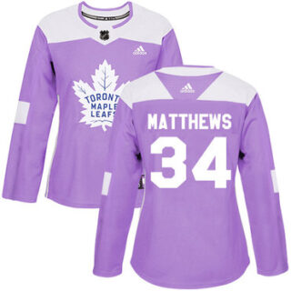 Women's Toronto Maple Leafs #34 Auston Matthews Purple Authentic Fights Cancer Stitched NHL Jersey