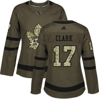 Women's Toronto Maple Leafs #17 Wendel Clark Green Salute to Service Stitched NHL Jersey