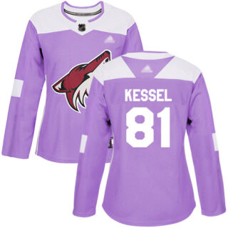 Women's Arizona Coyotes #81 Phil Kessel Purple Authentic Fights Cancer Stitched Hockey Jersey