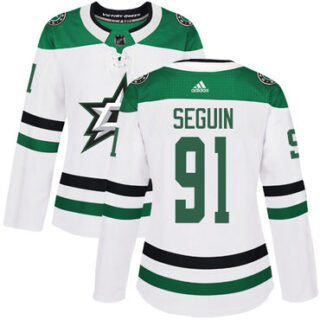 Women's Dallas Stars #91 Tyler Seguin White Road Authentic Stitched Hockey Jersey