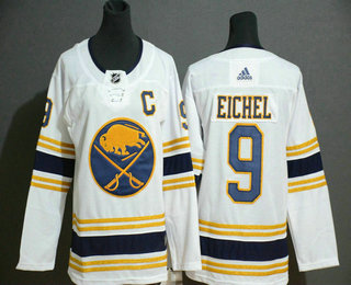 Youth Buffalo Sabres #9 Jack Eichel White With Gold C Patch and 50th Anniversary Stitched NHL Jersey
