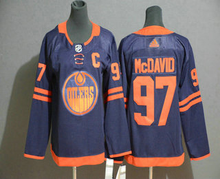 Youth Edmonton Oilers #97 Connor McDavid Navy Blue 50th Anniversary Stitched NHL Jersey