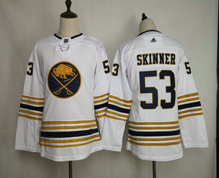 Women's Buffalo Sabres #53 Jeff Skinner White With Gold 50th Anniversary Stitched NHL Jersey