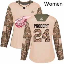 Women's Detroit Red Wings 24 Bob Probert Authentic Camo Veterans Day Practice NHL Jersey