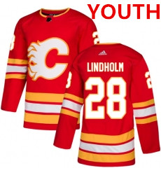 Youth Calgary Flames #28 Elias Lindholm Red Alternate Stitched NHL Jersey