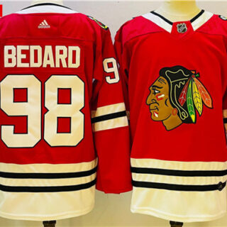 Youth Chicago Blackhawks #98 Connor Bedard Red Black Stitched Jersey