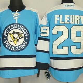 Men's Pittsburgh Penguins #29 Marc-Andre Fleury Light Blue Jersey
