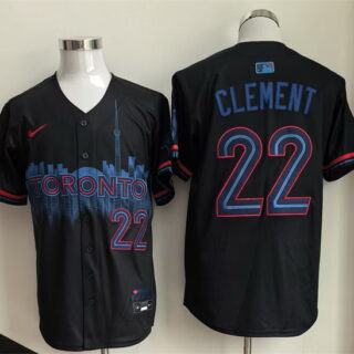 Men's Toronto Blue Jays #22 Ernie Clement Navy 2024 City Connect Limited Stitched Baseball Jersey