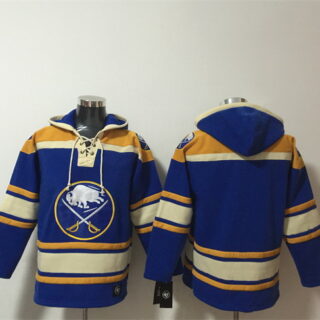 Men's Buffalo Sabres Blank Blue Ageless Must-Have Lace-Up Pullover Hoodie