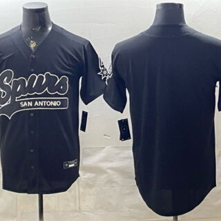 Men's San Antonio Spurs Blank Black Stitched Baseball Jersey